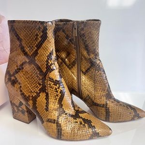 Loeffler Randall Amber Isla Snakeskin Block Heel Ankle Bootie